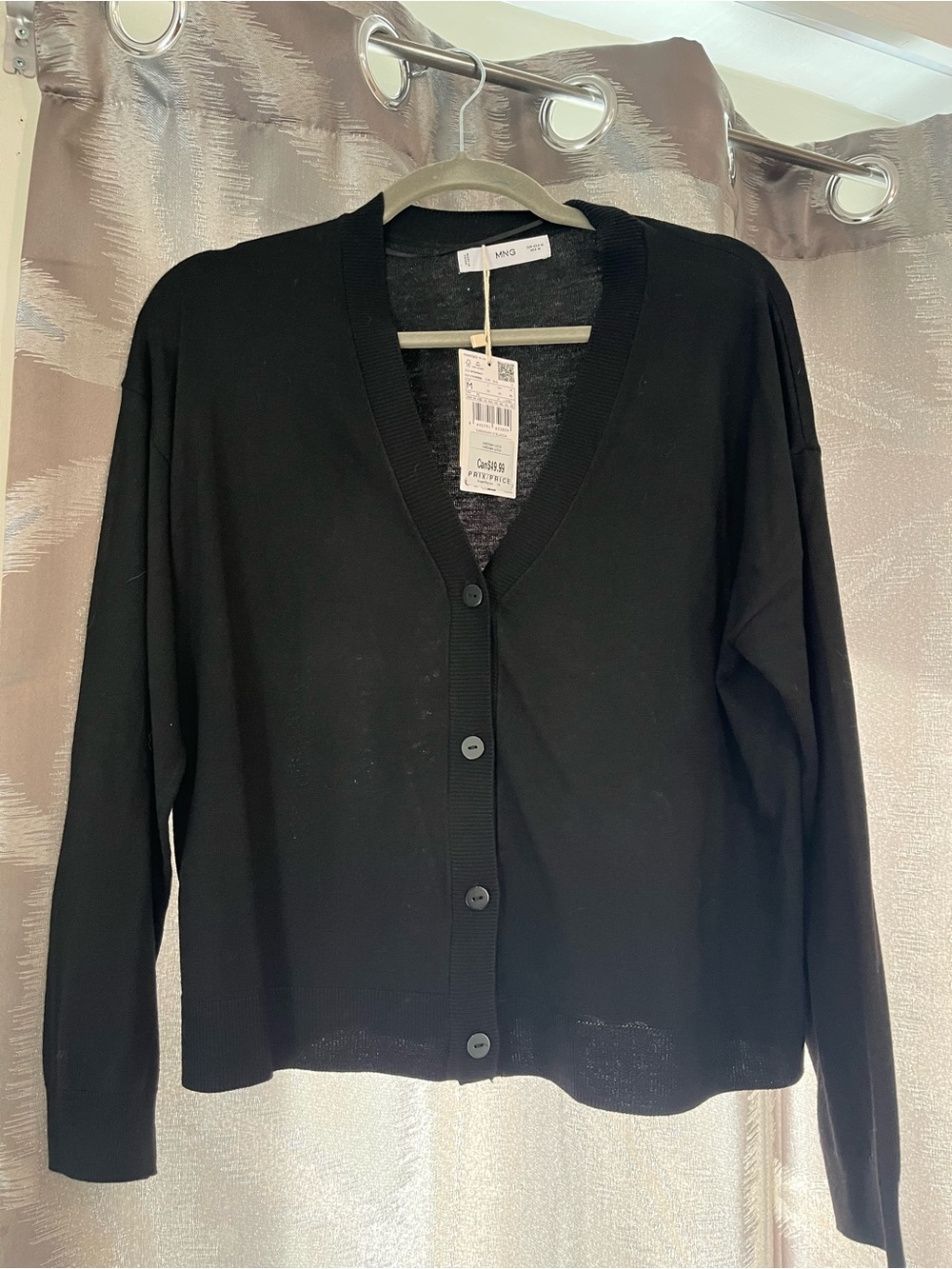 Mango Black V-Neck Button Cardigan